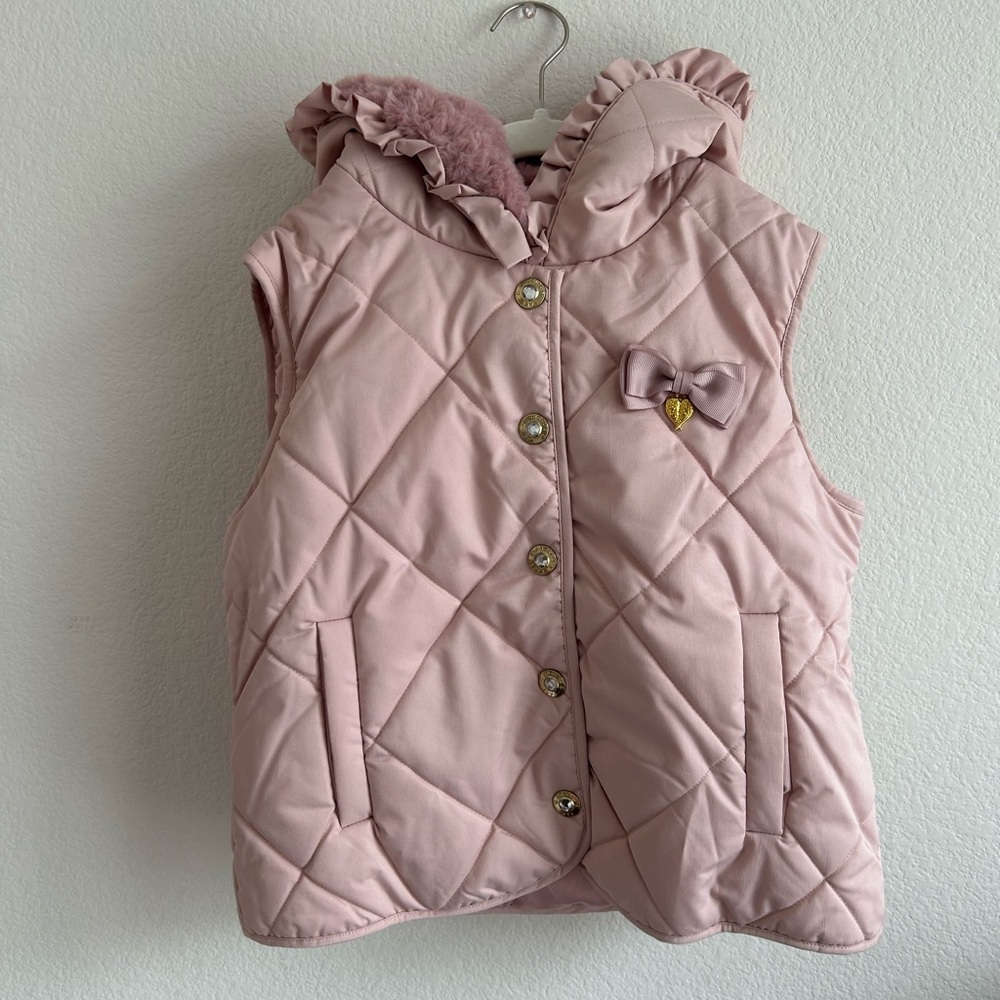 Pink Quilted Kids Vest with Bow